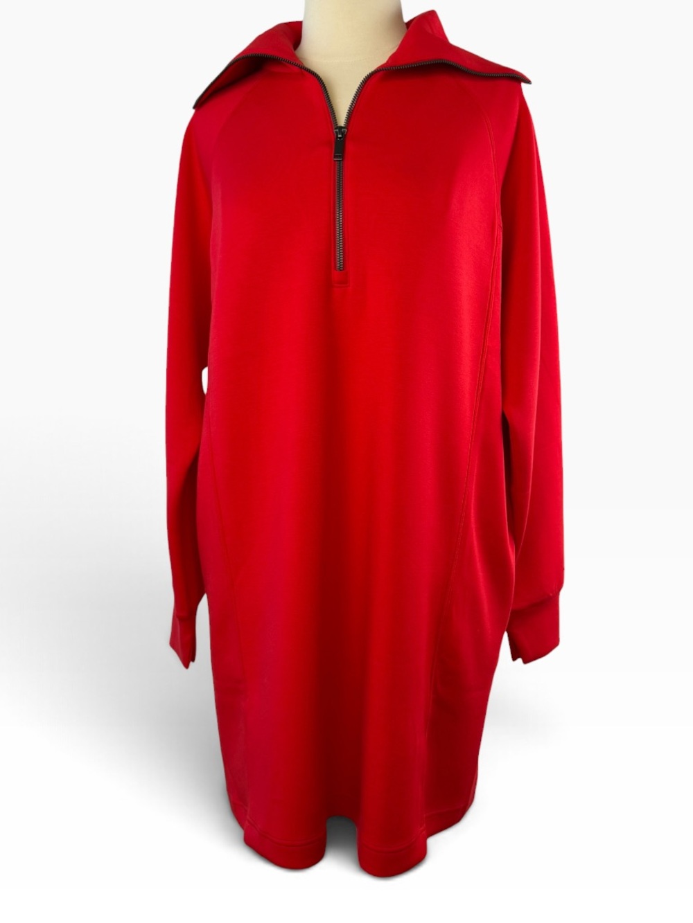 SPANX AirEssentials Half Zip Dress Large Red NWT long sleeve - Picture 2 of 16